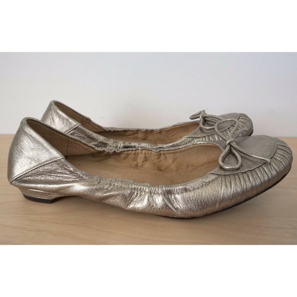 STUART WEITZMAN Bronze Leather Slip On Ballet Flat - Picture 2 of 8